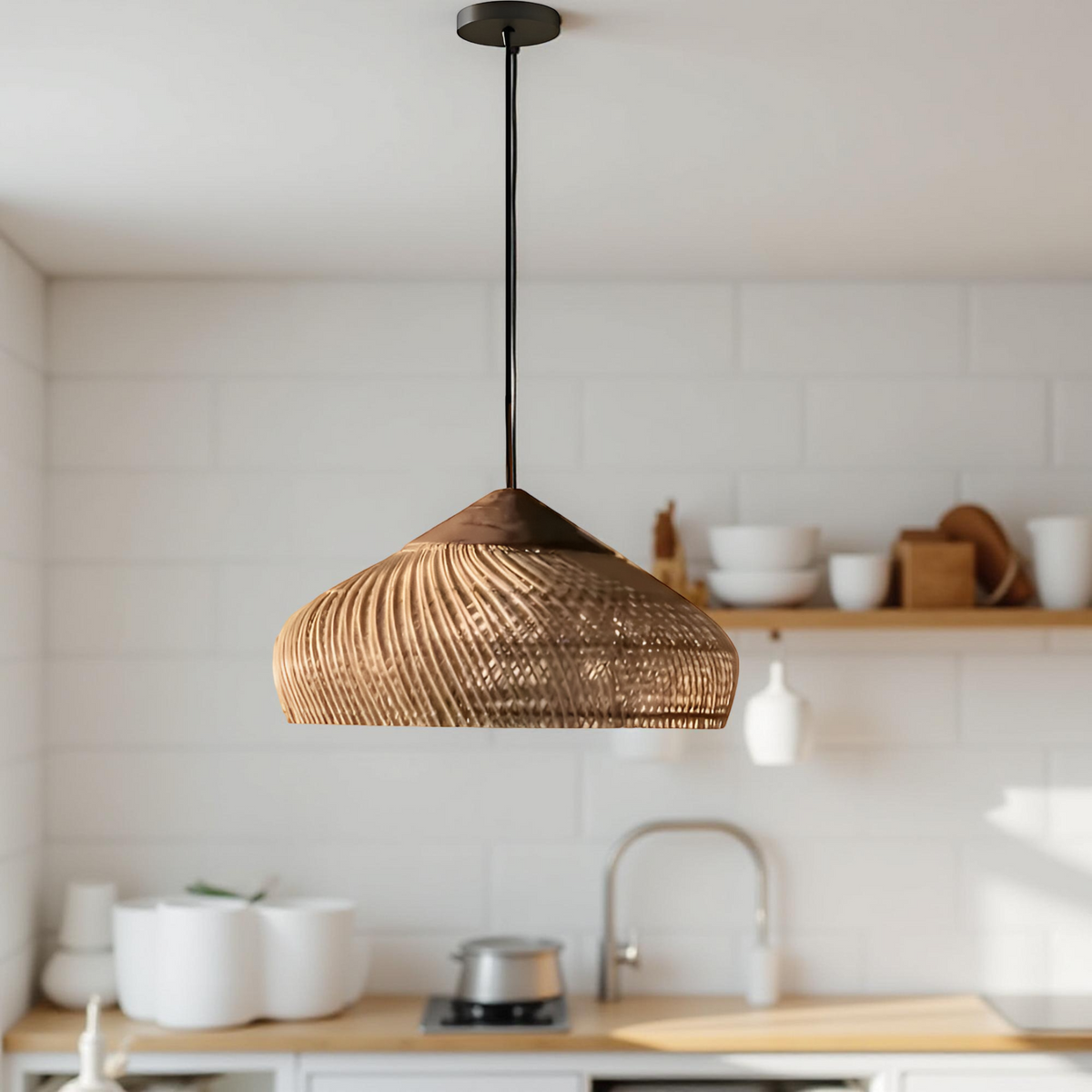 Woven Dome Bohemian Rattan Pendant Light