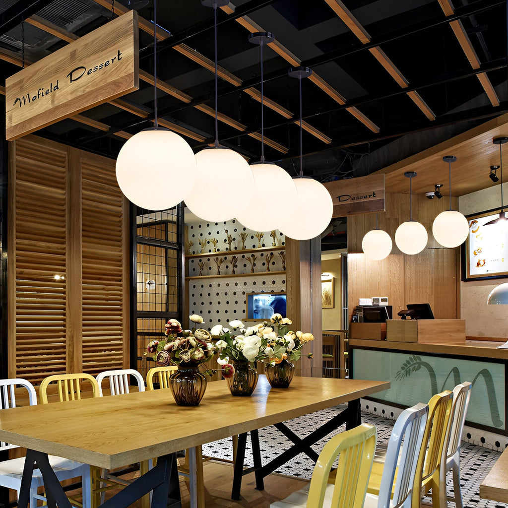 Nordic Globe Milky Glass Pendant Light