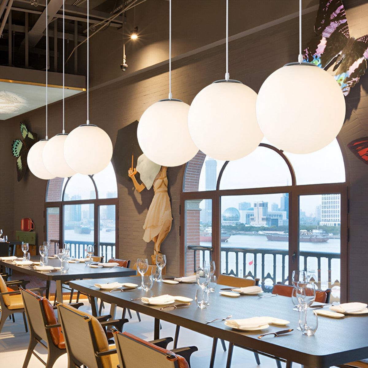 Nordic Globe Milky Glass Pendant Light