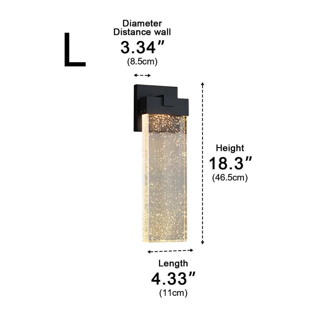 Rectangular Bubble Crystal Waterproof LED Modern Outdoor Wall Sconce