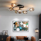 Valentina Flush Mount Ceiling Light, Glass, Black/Gold, Dining Room