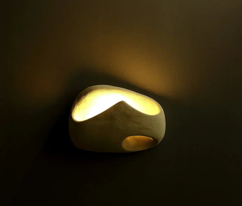 Designer Wall Lamp in Organic Stone Boho Style