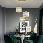 Vina Nordic Round/Square Suspension. Metal/Glass. Black/Gold. Living Room/Bar