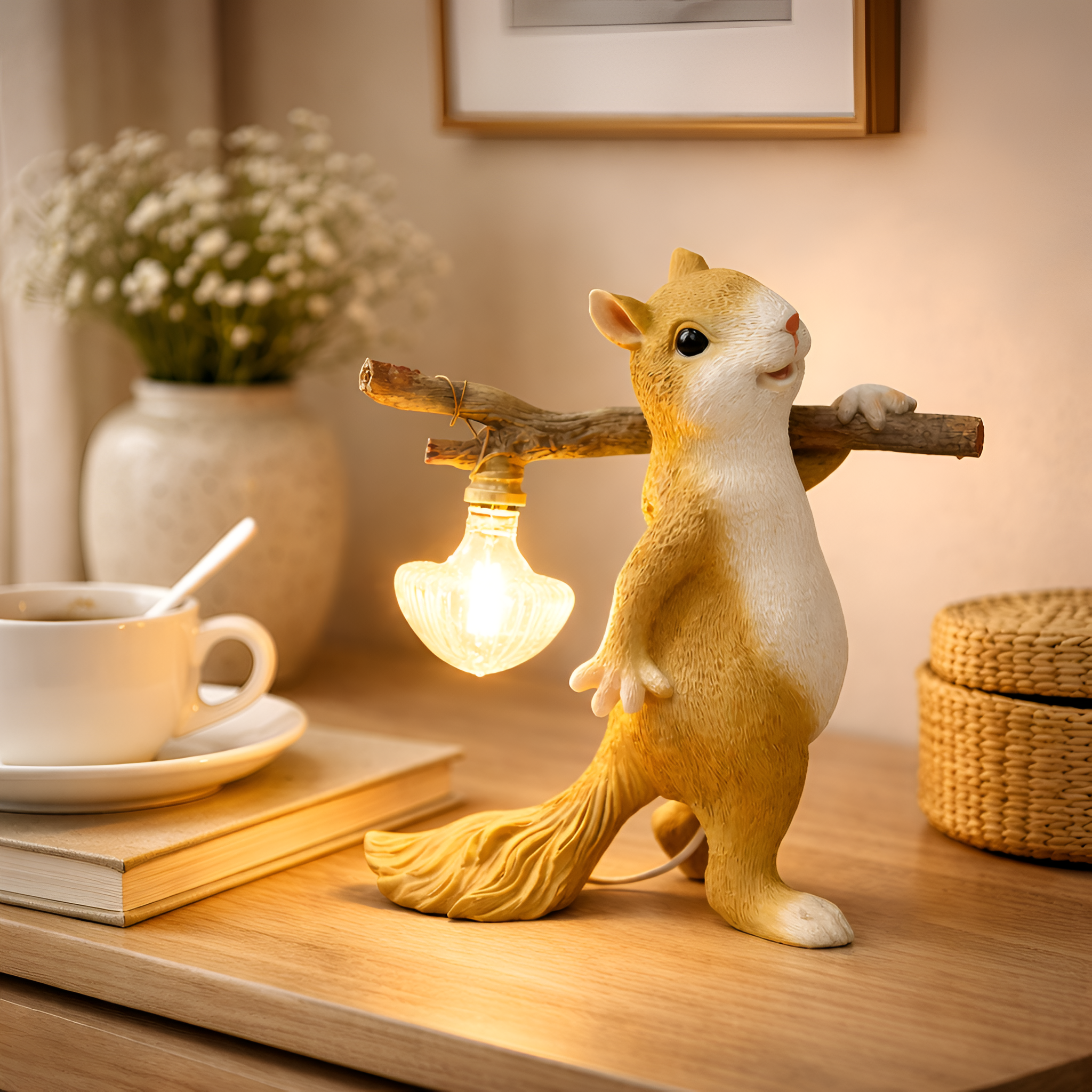 Nyx - Resin Squirrel LED Night Light Table Lamp