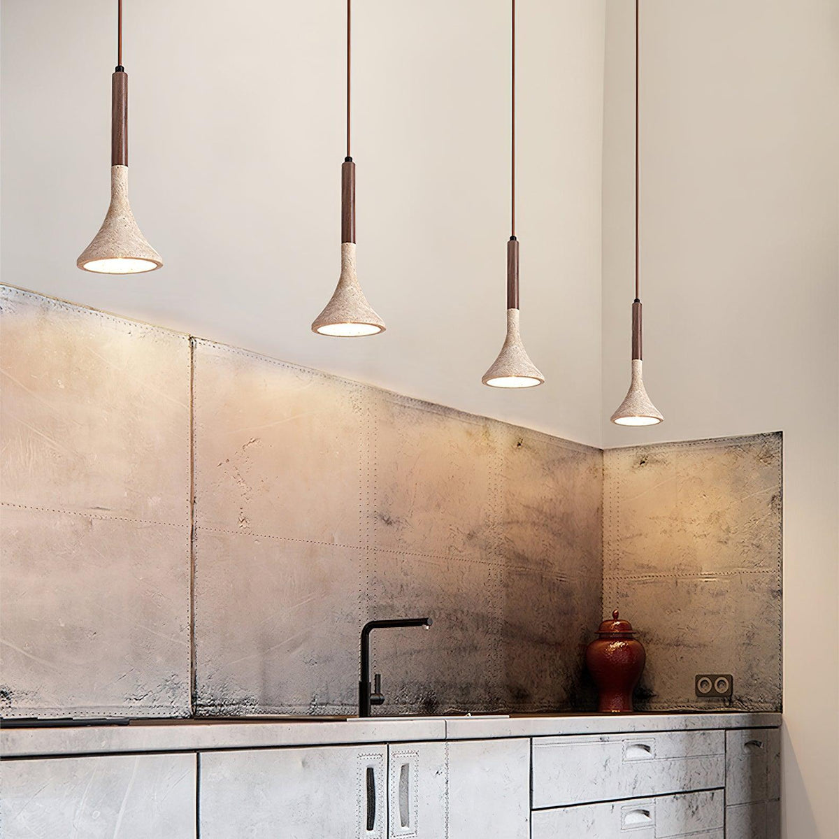 Aplomb Japandi Travertine Pendant Light