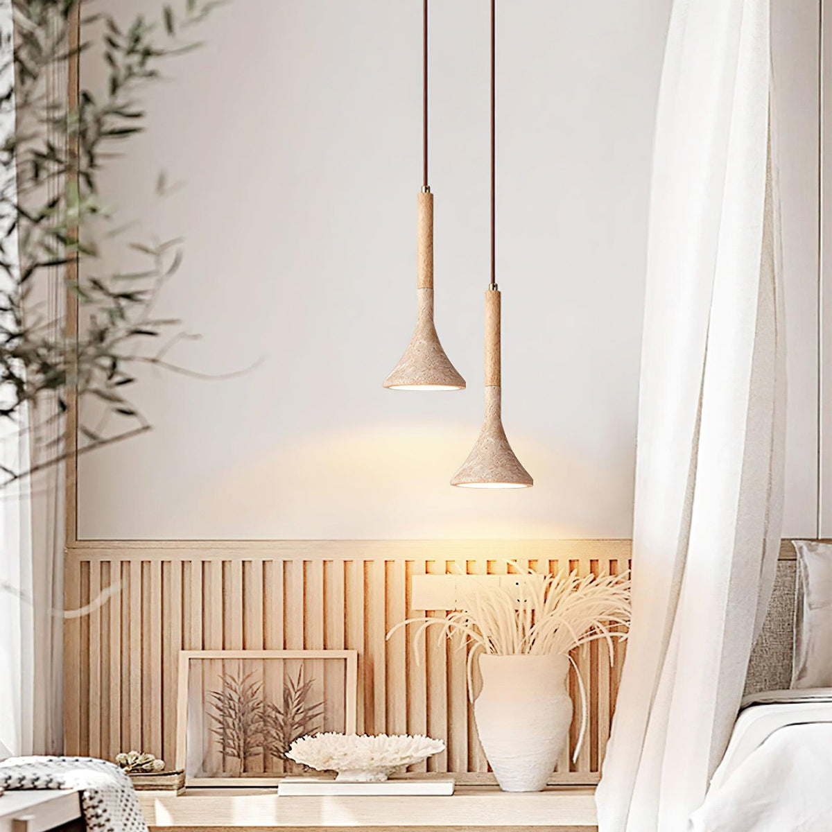 Aplomb Japandi Travertine Pendant Light
