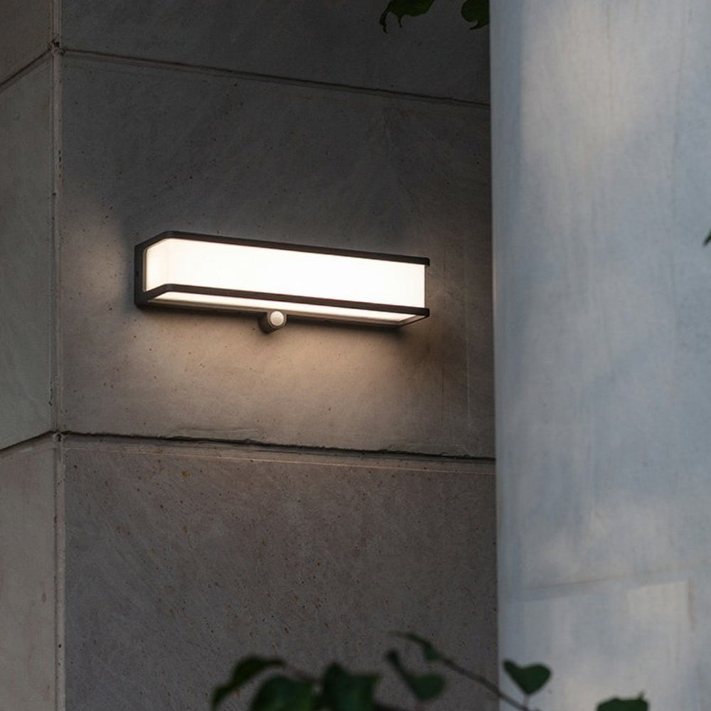 Modern Minimalist Rectangular Acrylic Sensor Solar Waterproof Outdoor Wall Light
