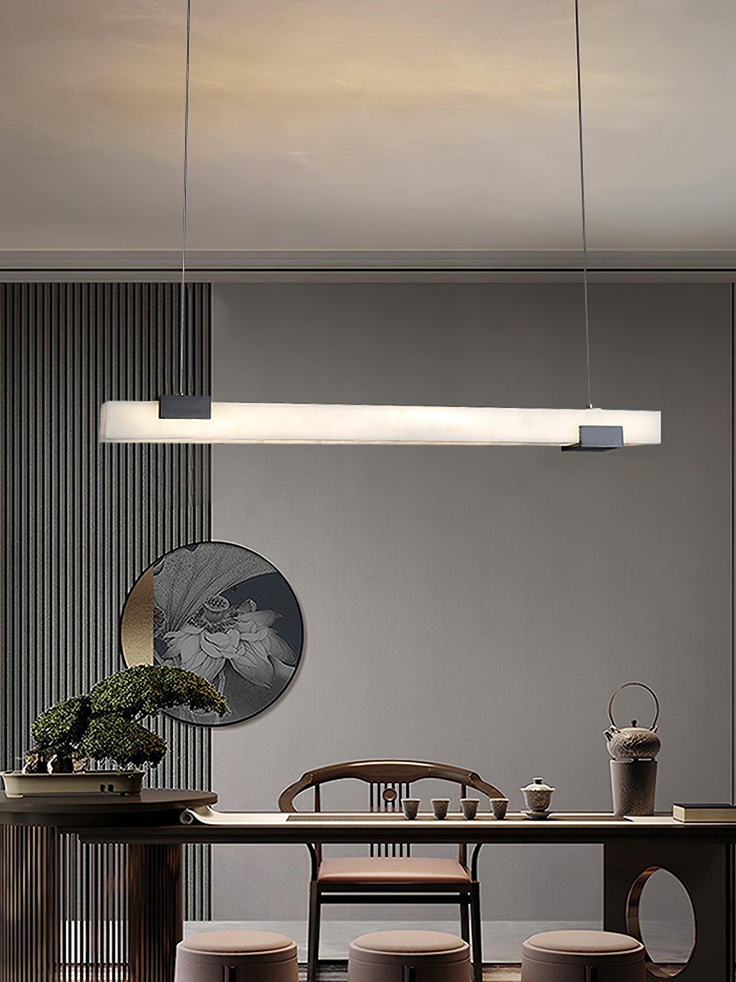 Kaelen Minimalist Alabaster Linear Pendant Light