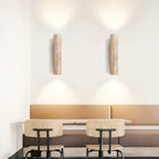 Japandi Tube Travertine Stone Minimalist Wall Light