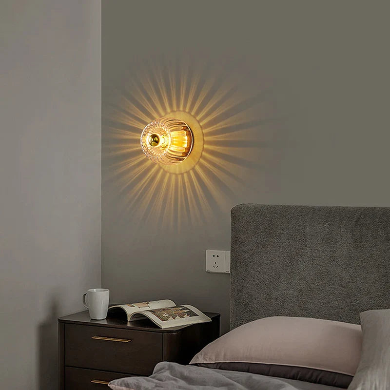 Clara Rays Contemporary Brass Glass Ceiling Light