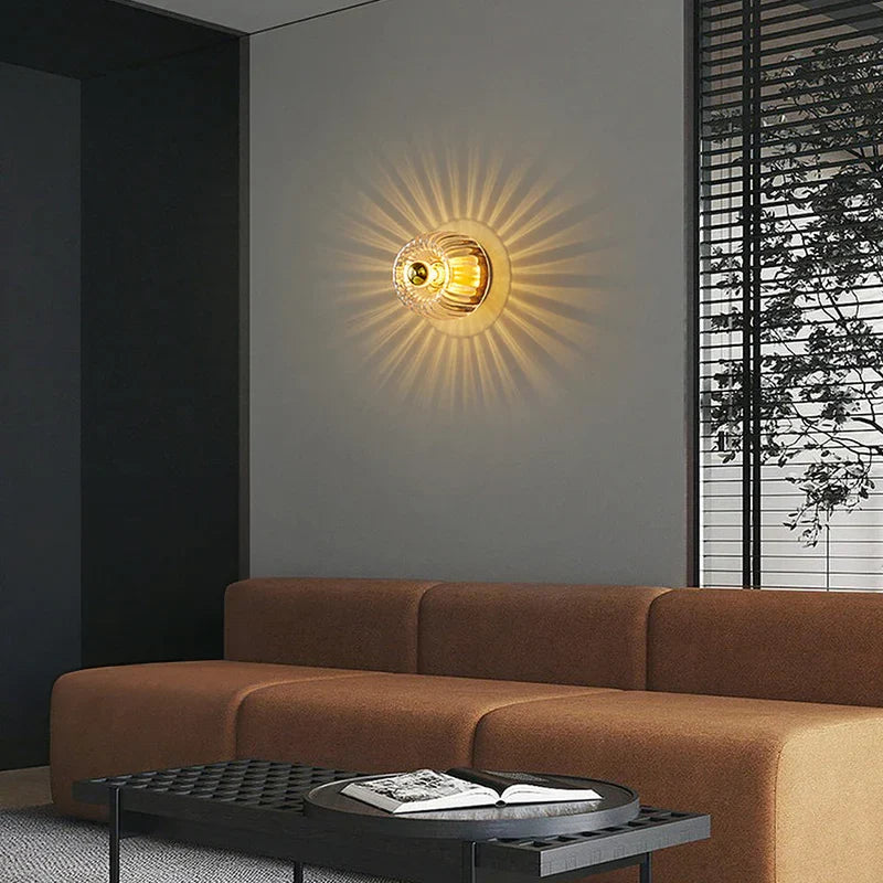Clara Rays Contemporary Brass Glass Ceiling Light