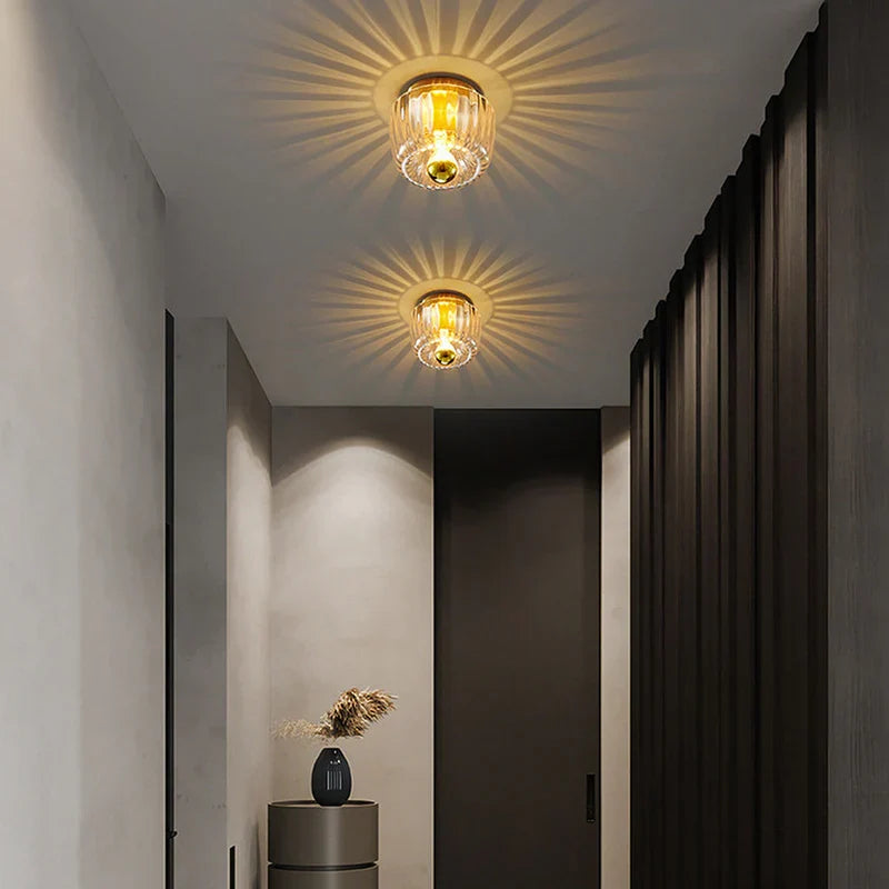 Clara Rays Contemporary Brass Glass Ceiling Light