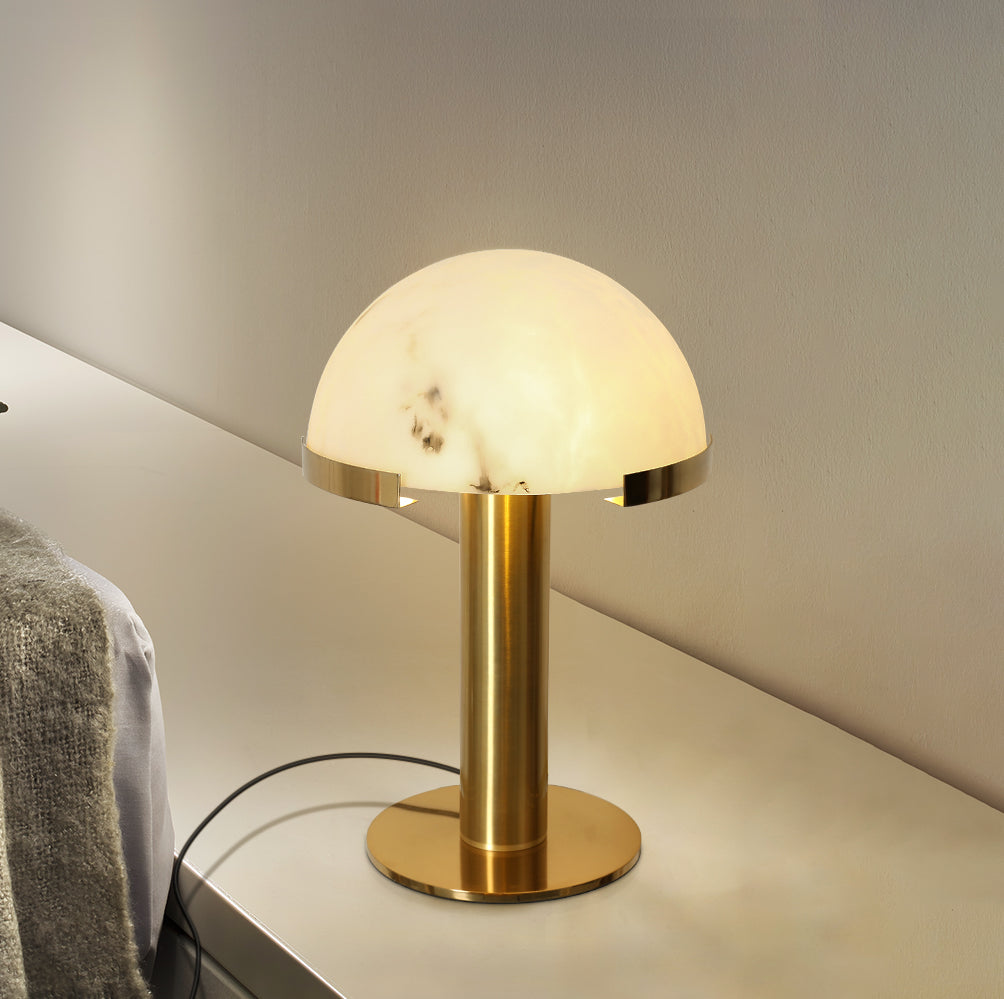 Luminous Veil Alabaster Bronze Table Lamp