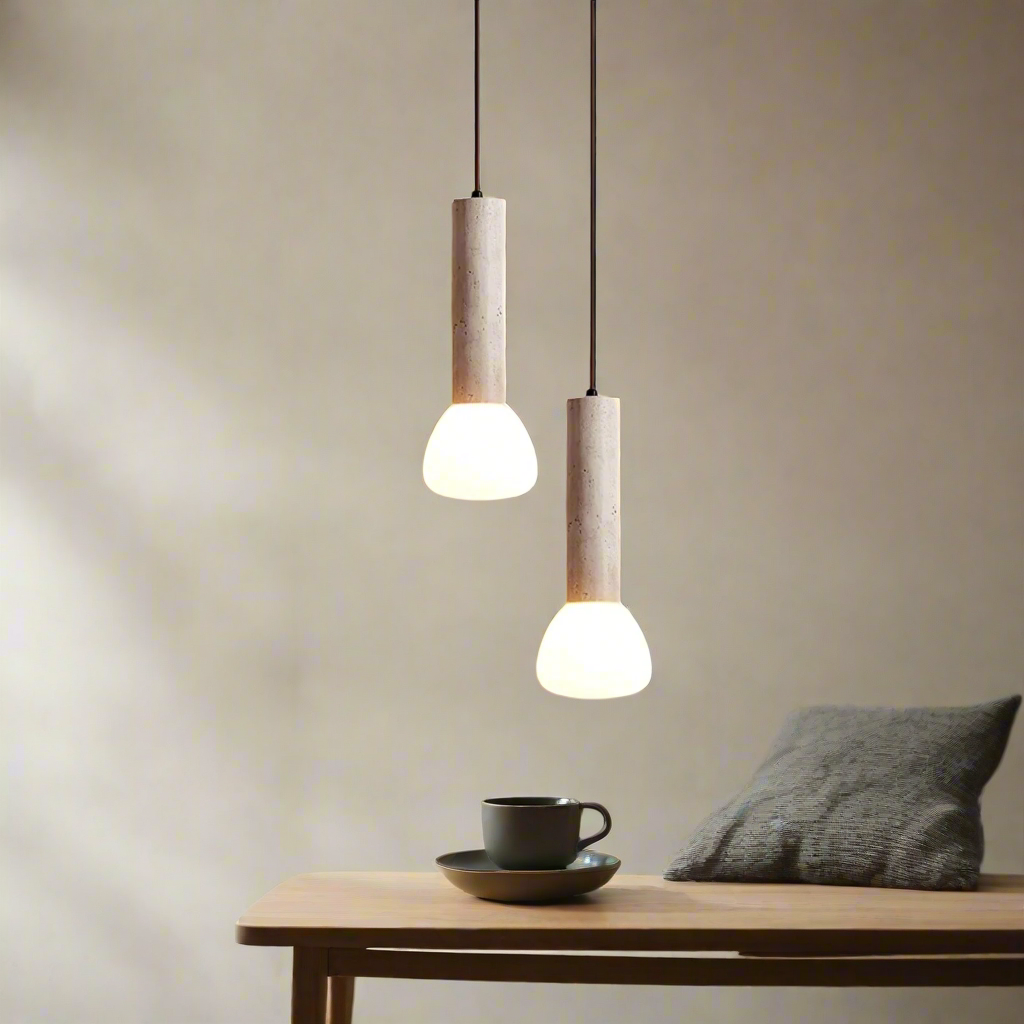 Elegant Travertine Cream Style Pendant Light