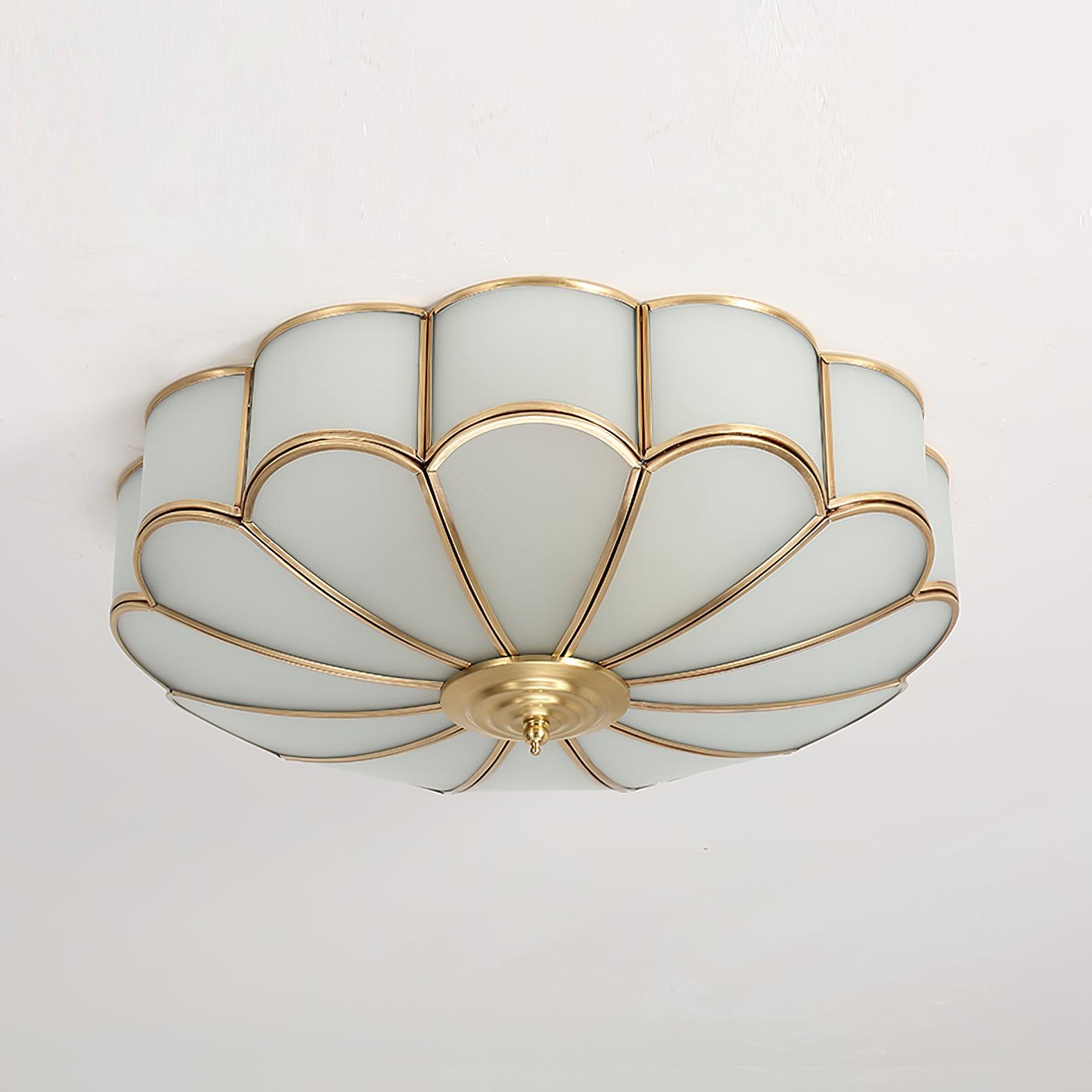 Ulira Ceiling Light in Flower Shape with Frosted Glass and Brass