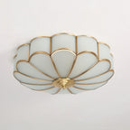 Ulira Ceiling Light in Flower Shape with Frosted Glass and Brass