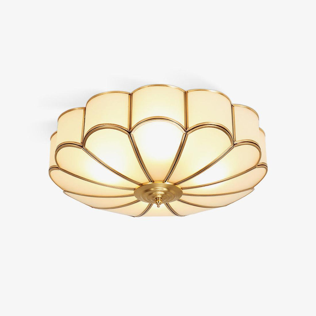 Ulira Ceiling Light in Flower Shape with Frosted Glass and Brass