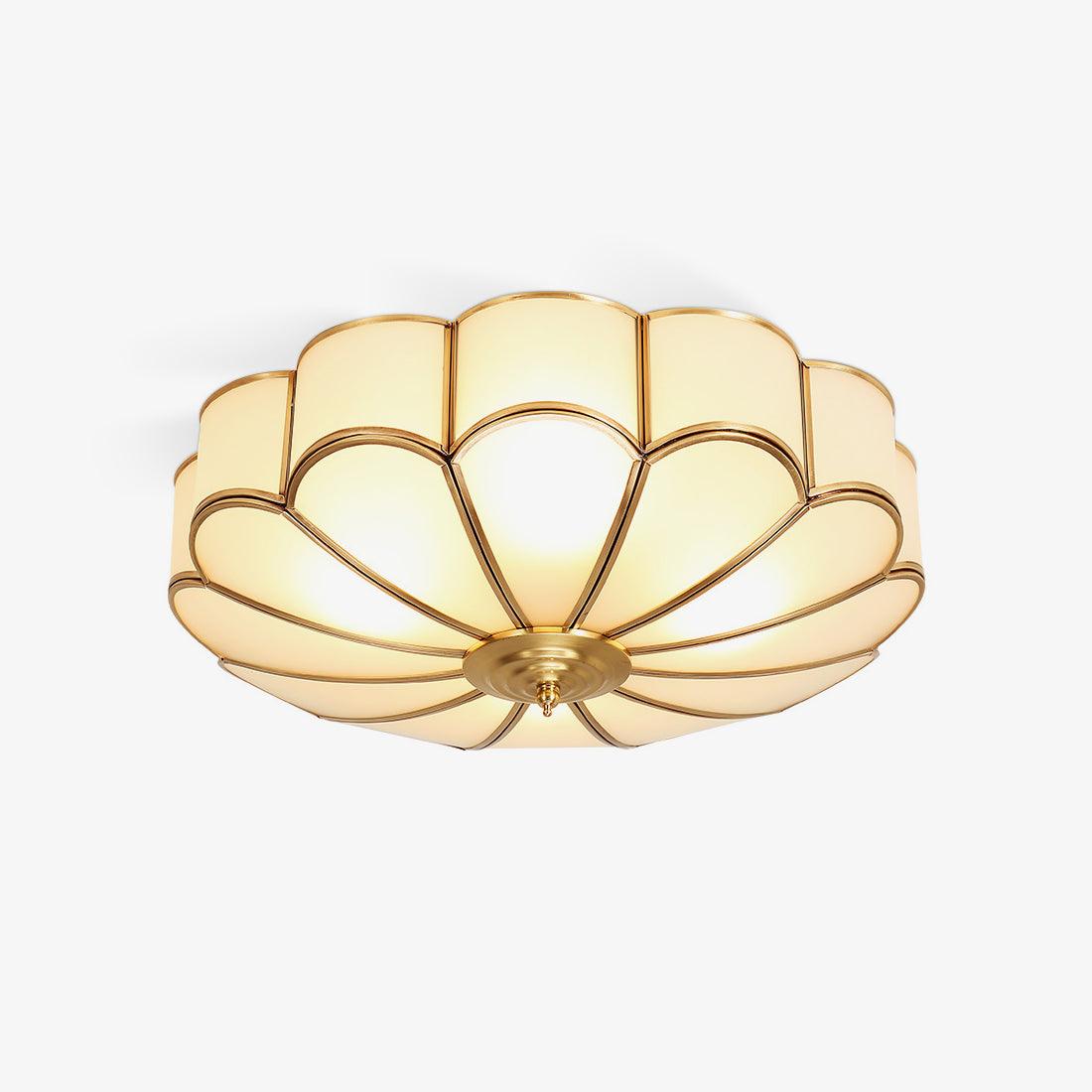 Ulira Ceiling Light in Flower Shape with Frosted Glass and Brass