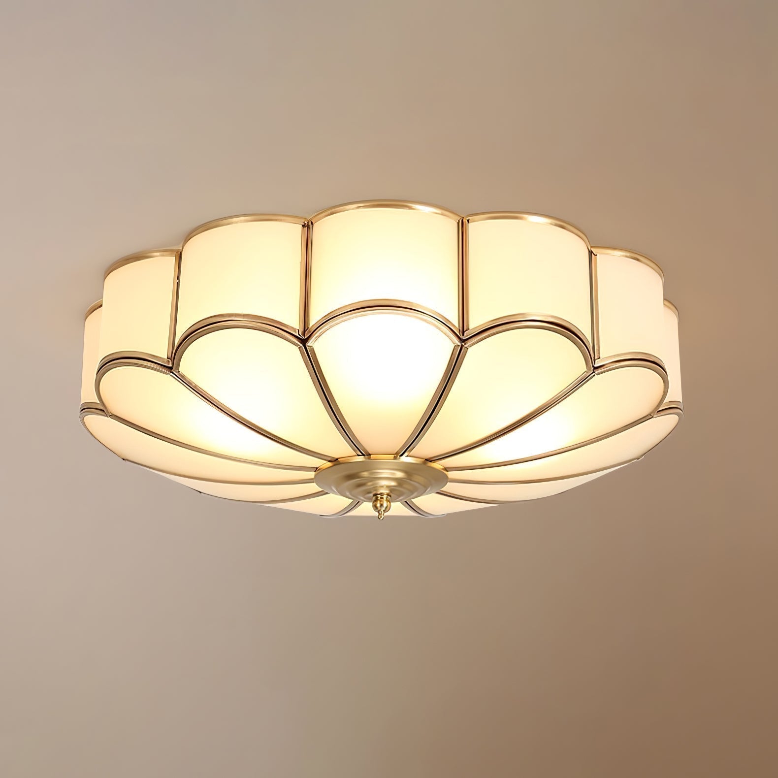 Ulira Ceiling Light in Flower Shape with Frosted Glass and Brass