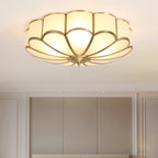 Ulira Ceiling Light in Flower Shape with Frosted Glass and Brass