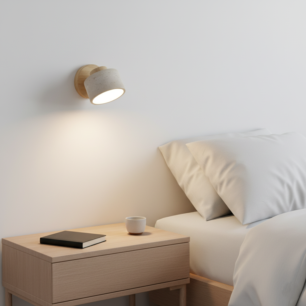 Study Reading Minimalist Travertine Stone Wall Light