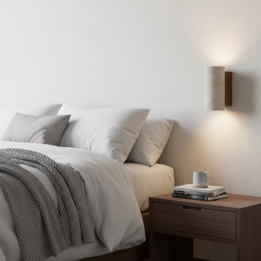 Japandi Tube Travertine Stone Minimalist Wall Light