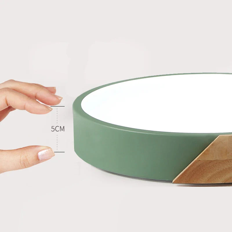 Modern Round LED Ceiling Lamp with Wooden Accent