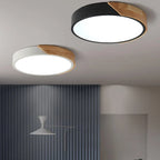 Modern Round LED Ceiling Lamp with Wooden Accent