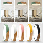 Modern Round LED Ceiling Lamp with Wooden Accent