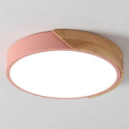 Modern Round LED Ceiling Lamp with Wooden Accent