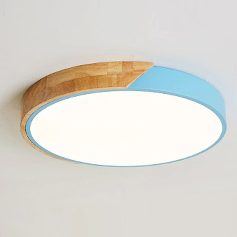Modern Round LED Ceiling Lamp with Wooden Accent