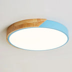 Modern Round LED Ceiling Lamp with Wooden Accent