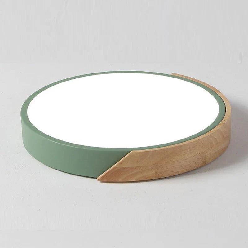 Modern Round LED Ceiling Lamp with Wooden Accent