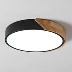 Modern Round LED Ceiling Lamp with Wooden Accent