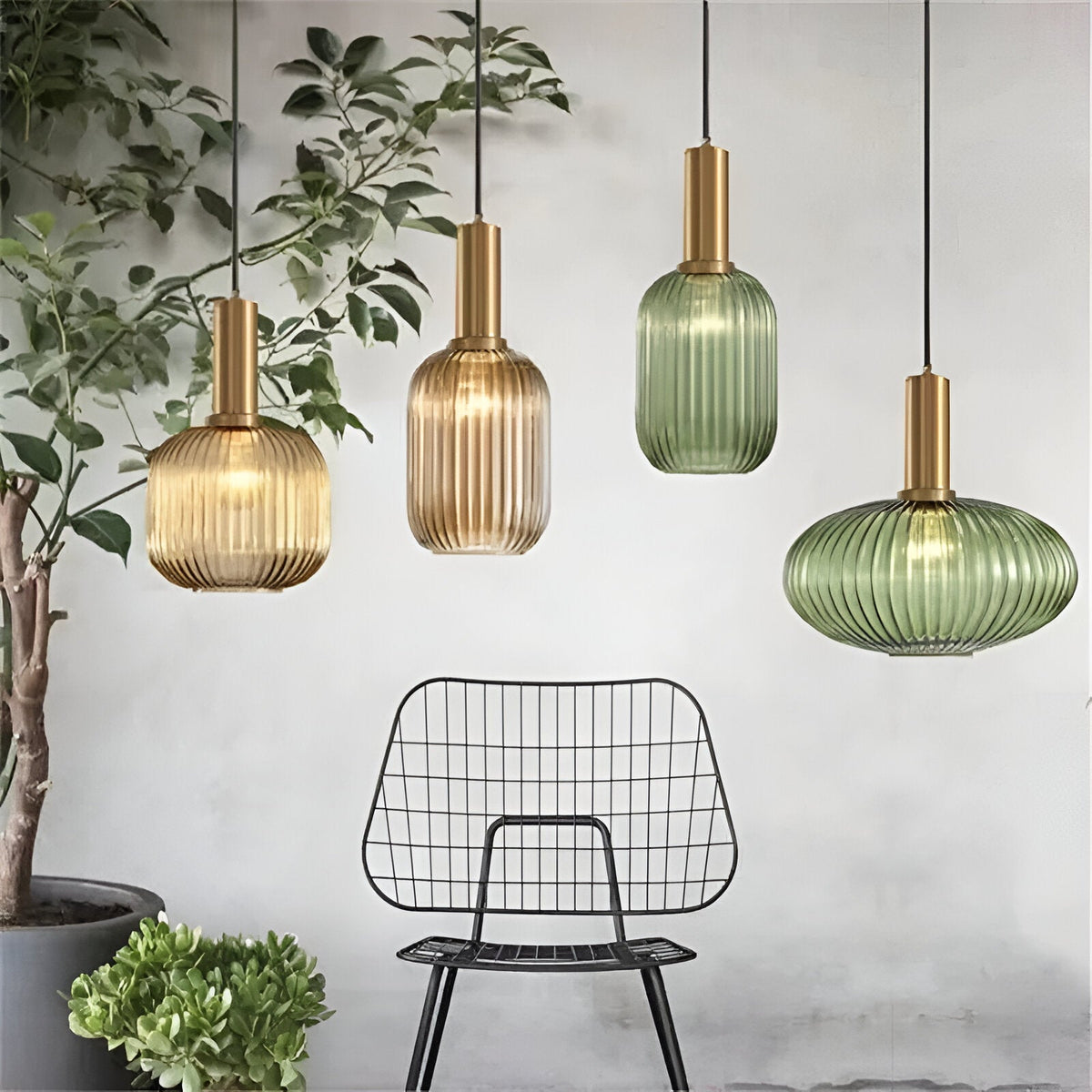 Nordic Colorful Glass Retro Pendant Light