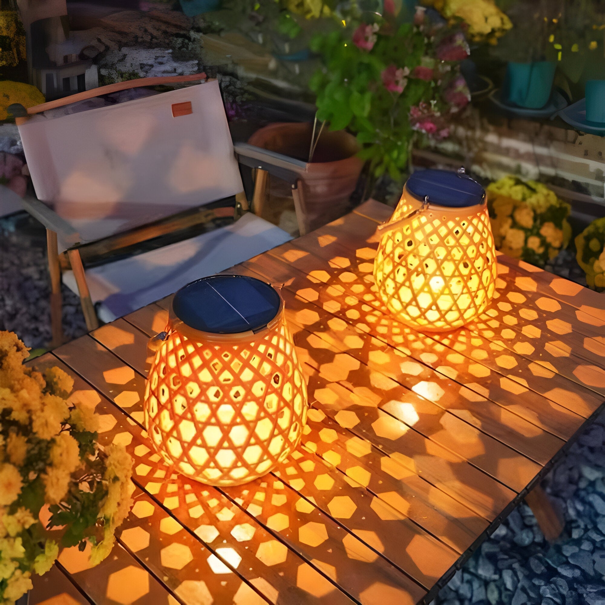 Isavora - Solar Garden Lamp with Woven Bamboo Look