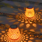Isavora - Solar Garden Lamp with Woven Bamboo Look