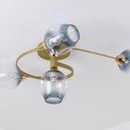 Valentina Flush Mount Ceiling Light, Glass, Black/Gold, Dining Room