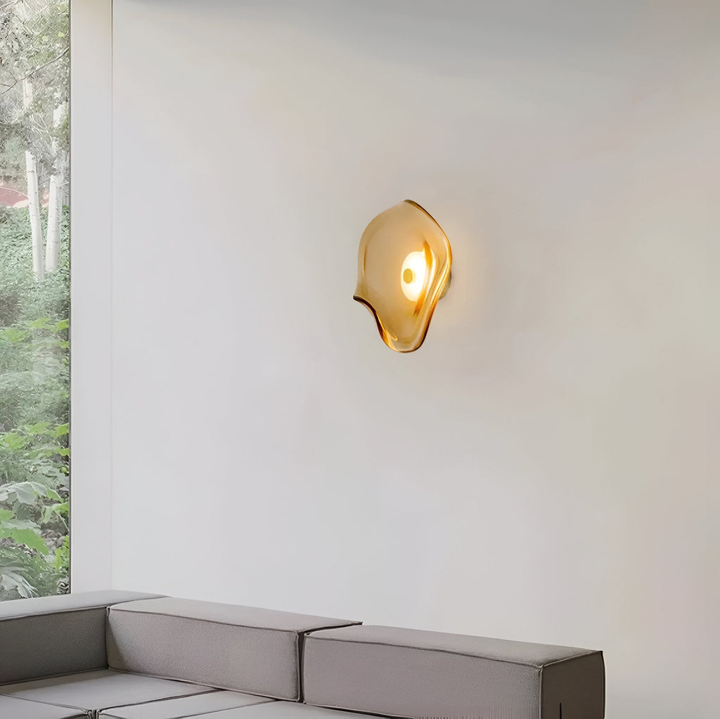 Nordic Curved Glass Japandi Style Glass LED Wall Light