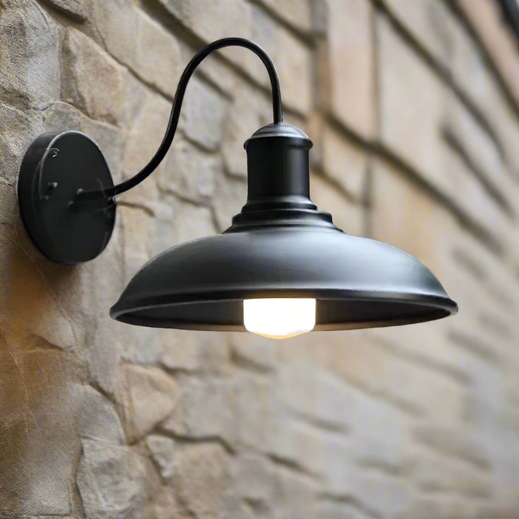 Industrial Bowl Shaped Iron Outdoor Wall Light