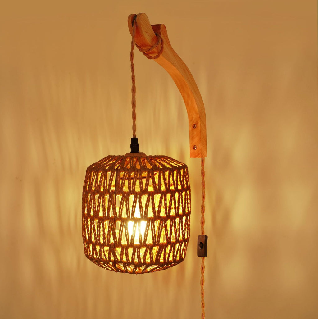 Rustic Hand-Woven Hemp Rope Wall Light