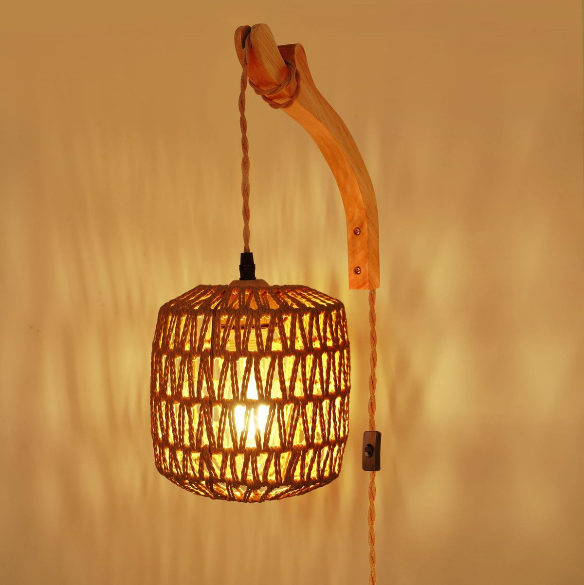 Rustic Hand-Woven Hemp Rope Wall Light