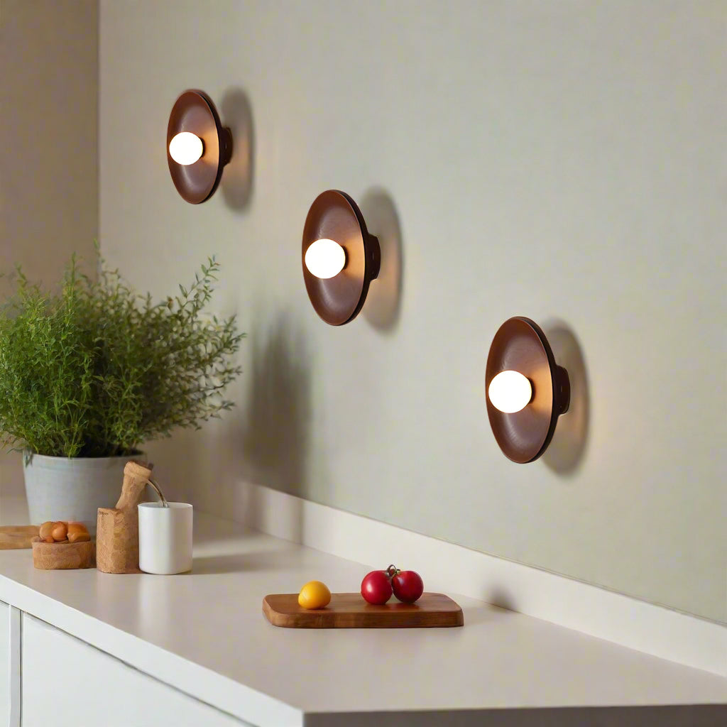 Solid Wood Circle Japandi Wall Light