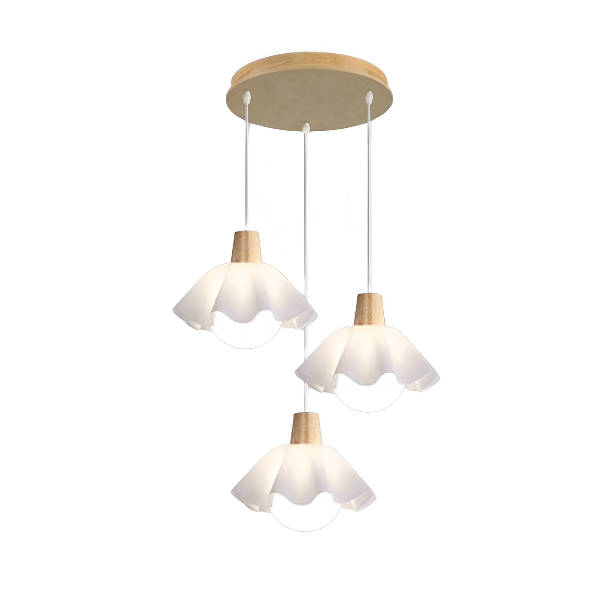 Nordic Style Wooden Flower Pendant Light