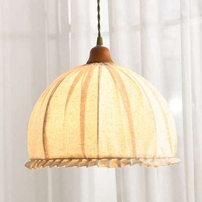Tally Wood Japandi Linen Pendant Light
