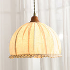 Tally Wood Japandi Linen Pendant Light