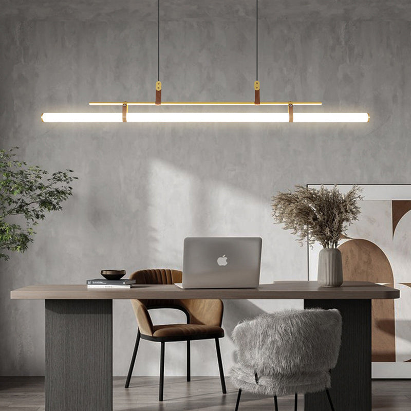 Inari Modern Linear Metal Pendant Light, Black/Gold