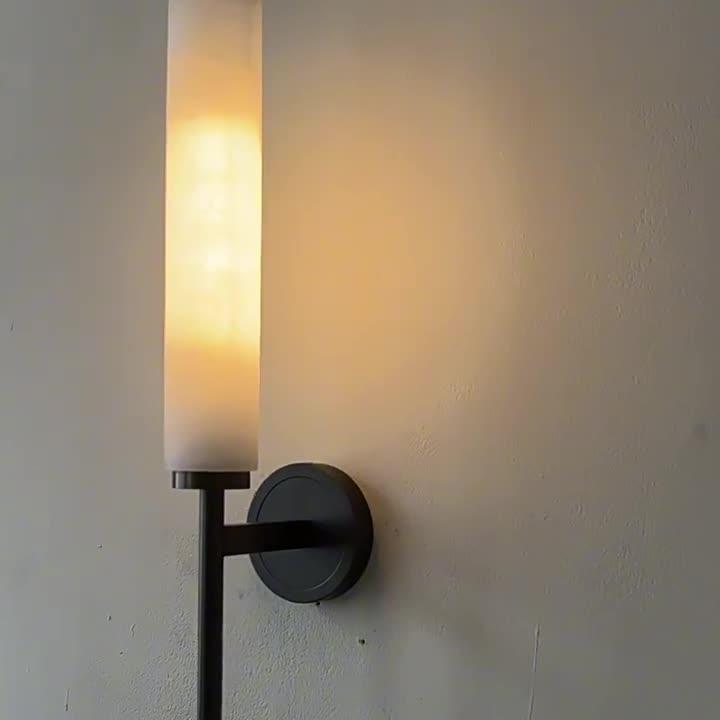Nordic Brass Travertine Tube Wall Light