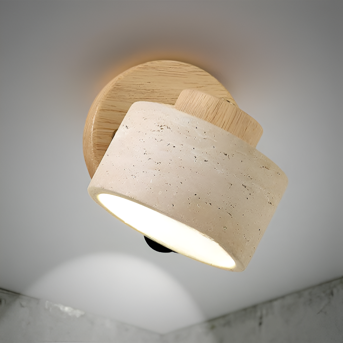 Study Reading Minimalist Travertine Stone Wall Light