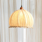 Tally Wood Japandi Linen Pendant Light